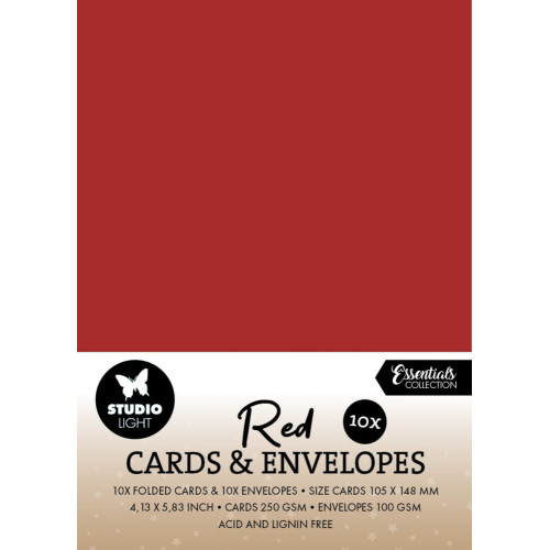 Червени Kоледни Заготовки за Картички с Пликове в Бял Цвят A6 (105 х 148 мм ), по 10 Броя