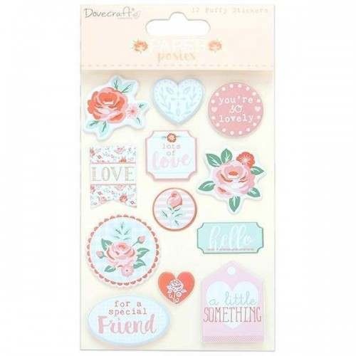 Скрапбук Стикери от Картон "Красиви Цветя", 3D, 12 Броя Скрапбук Стикери от Картон "Красиви Цветя", 3D, 12 Броя