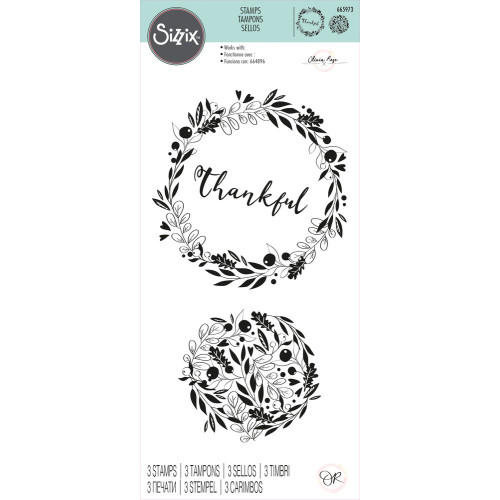 Прозрачни Печати - Sizzix Thankful Wreaths, 3 Броя Прозрачни Печати - Sizzix Thankful Wreaths, 3 Броя