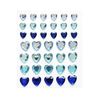 Стъклени Камъчета Сърца Микс Сини, Самозалепващи, 38 броя