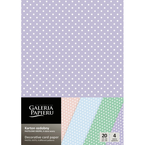 Декоративна Хартия, Патселни Цветове на Точки, Mix, 200 gsm, 20 Листа