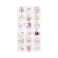 Самозалепващи Стикери - Печати, Цветя в Светлорозов Цвят, 18 броя