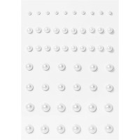  Самозалепващи Бели Перлички, 54 Броя, 3/5/6/7мм