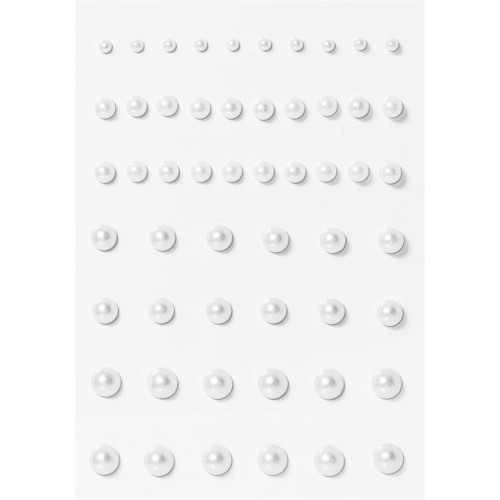 Самозалепващи Бели Перлички, 54 Броя, 3/5/6/7мм Самозалепващи Бели Перлички, 54 Броя, 3/5/6/7мм