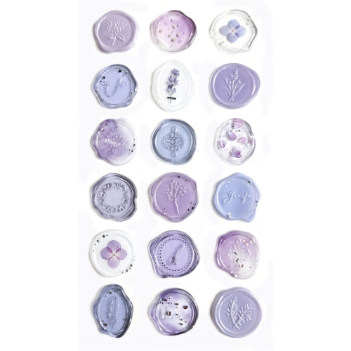Самозалепващи Стикери - Печати в Светлолилав Цвят, 18 броя Самозалепващи Стикери - Печати в Светлолилав Цвят, 18 броя