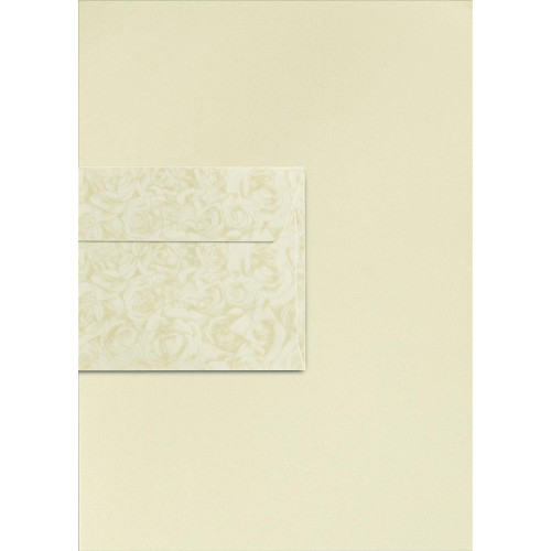 Дизайнерска Сатен Хартия, Крем, А4, 20 листа с 10 Броя Пликове DL формат - Златни Рози Дизайнерска Сатен Хартия, Крем, А4, 20 листа с 10 Броя Пликове DL формат - Златни Рози