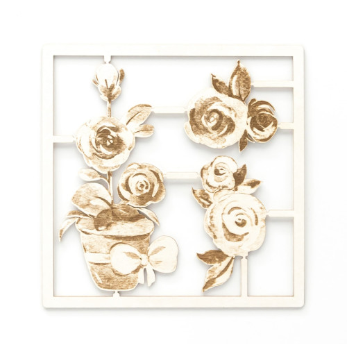 Декоративен Картон, "Саксия с Рози", 11.5 х 11.5 см