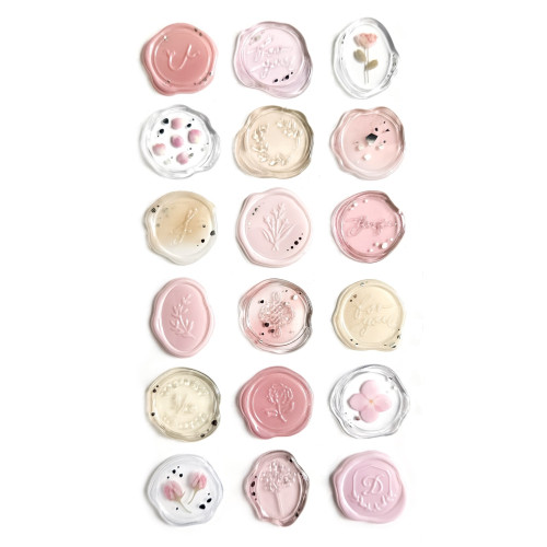 Самозалепващи Стикери - Печати в Светлорозов Цвят, 18 броя Самозалепващи Стикери - Печати в Светлорозов Цвят, 18 броя