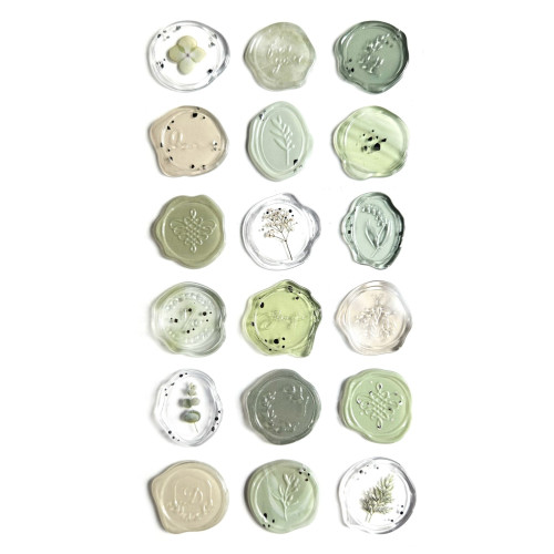 Самозалепващи Стикери - Печати в Светлозелен Цвят, 18 броя Самозалепващи Стикери - Печати в Светлозелен Цвят, 18 броя