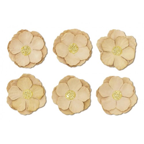 Самозалепващи Цветя, Светло Кафяви, 3 см, 6 Броя Самозалепващи Цветя, Светло Кафяви, 3 см, 6 Броя