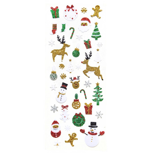 Самозалепващи се Блестящи Коледни Стикери Самозалепващи се Блестящи Коледни Стикери