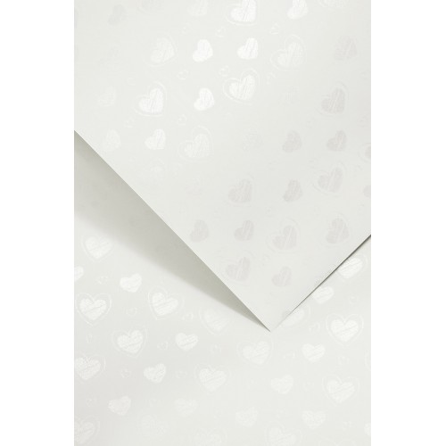 Дизайнерска Хартия, Сребърна с Перлени Сърца, 20 Листа, A4 Формат, 220 гр./м2 Дизайнерска Хартия, Сребърна с Перлени Сърца, 20 Листа, A4 Формат, 220 гр./м2