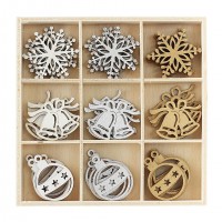 Коледни Дървени Фигурки, Камбанки, 45 Броя Коледни Дървени Фигурки, Камбанки, 45 Броя
