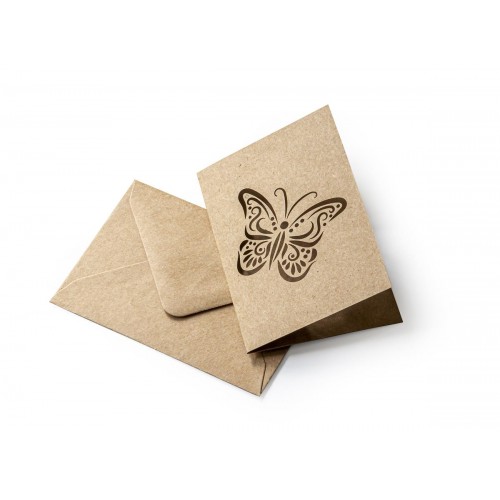 Крафт Картички Пеперуда с Пликове (70 х 100мм), по 5 Броя в Опаковка