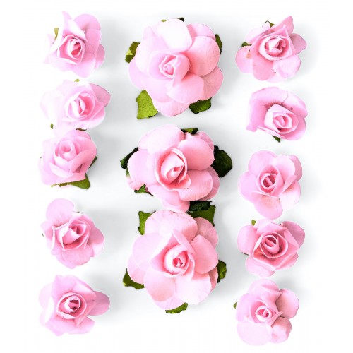 Хартиени Цветя - Рози, Светло Розов Цвят, 1.5 см, 3 см, 13 Броя Хартиени Цветя - Рози, Светло Розов Цвят, 1.5 см, 3 см, 13 Броя