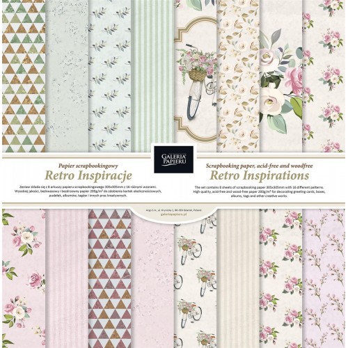 Винтидж Дизайнерска Хартия, 8 Листа, 305 х 305мм, 200 гр./кв.м. Винтидж Дизайнерска Хартия, 8 Листа, 305 х 305мм, 200 гр./кв.м.