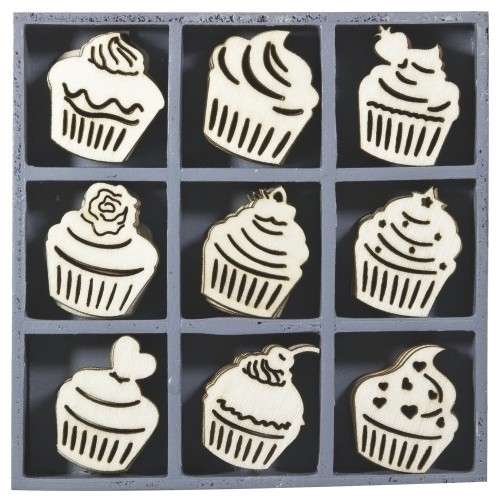 45 Броя Дървени Фигурки - Cupcakes 45 Броя Дървени Фигурки - Cupcakes