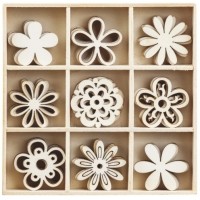 Дървени Фигурки "Цветя Фантазия", 45 Броя