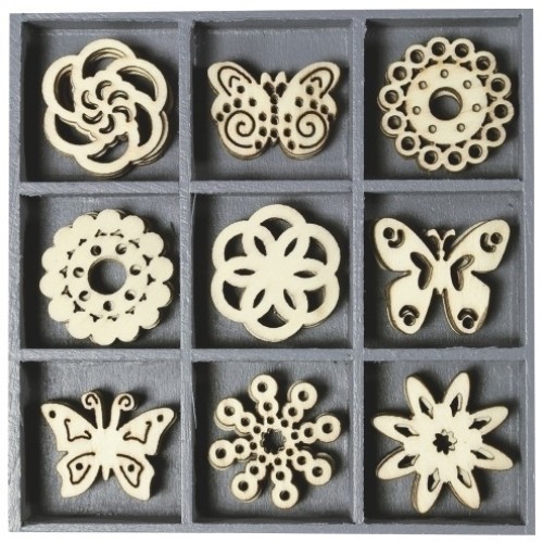 Дървени Фигурки "Пеперуди", 45 Броя Дървени Фигурки "Пеперуди", 45 Броя