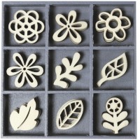 Дървени Фигурки "Листа", 45 Броя