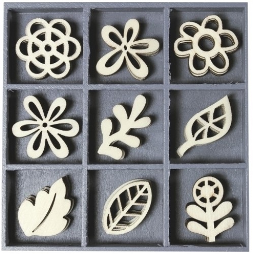 Дървени Фигурки "Листа", 45 Броя Дървени Фигурки "Листа", 45 Броя