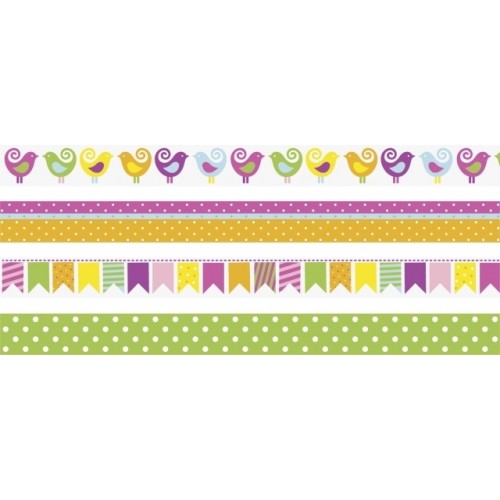 Цветно Тиксо с 4 Мотива - Птици, 15мм/5м, 4 Броя Цветно Тиксо с 4 Мотива - Птици, 15мм/5м, 4 Броя