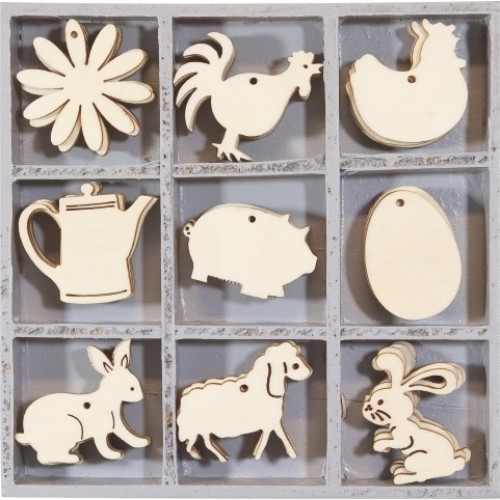 45 броя Дървени Фигурки - Великден - Ферма 45 броя Дървени Фигурки - Великден - Ферма