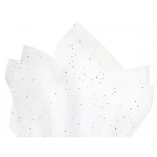 Тишу Хартия с Брокат, 50 x 75 cm, Пакет 3 листа, Бяла Тишу Хартия с Брокат, 50 x 75 cm, Пакет 3 листа, Бяла