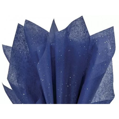 Тишу Хартия с Брокат, 50 x 75 cm, Пакет 3 листа, Синя Тишу Хартия с Брокат, 50 x 75 cm, Пакет 3 листа, Синя