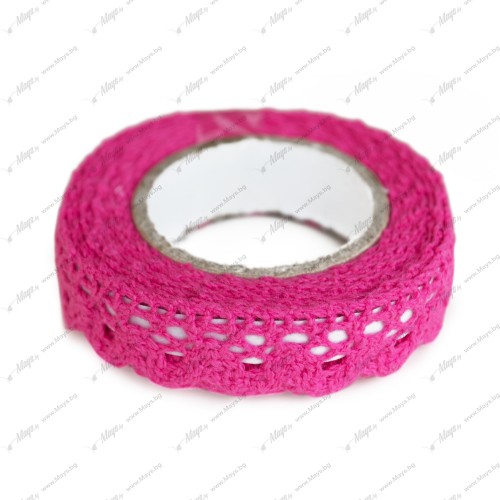 Самозалепваща Текстилна Дантела 15 мм х 2 м - Розова Самозалепваща Текстилна Дантела 15 мм х 2 м - Розова