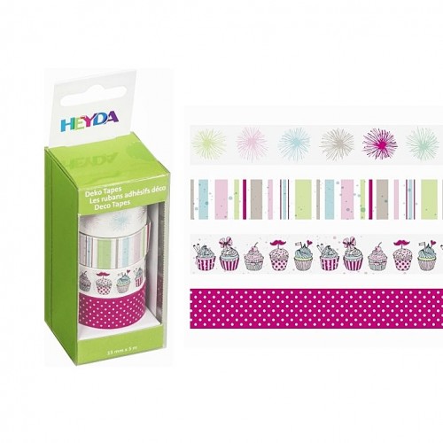 Цветно Тиксо с 4 Мотива - Мъфинчета, 15мм/5м Цветно Тиксо с 4 Мотива - Мъфинчета, 15мм/5м