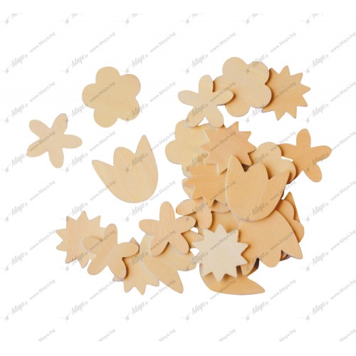 Комплект 100 Броя Дървени Форми за Рисуване - DIY Flowers Комплект 100 Броя Дървени Форми за Рисуване - DIY Flowers