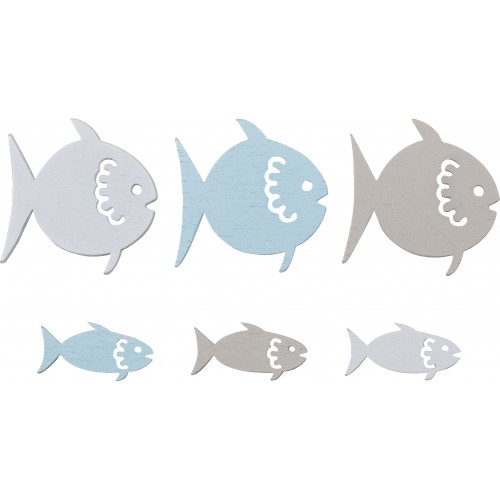 Цветни Дървени Фигурки, Кутия с 54 Броя, Рибки Цветни Дървени Фигурки, Кутия с 54 Броя, Рибки