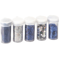 Комплект с Брокат и Пайети, 5 x 4 гр., Синьо и Сребърно Микс Комплект с Брокат и Пайети, 5 x 4 гр., Синьо и Сребърно Микс